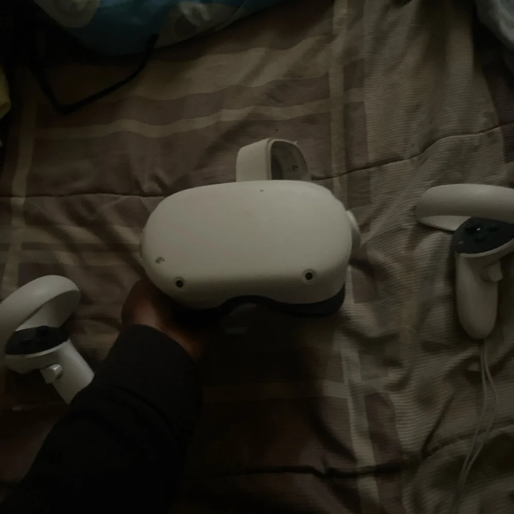 White VR Headset with Controllers